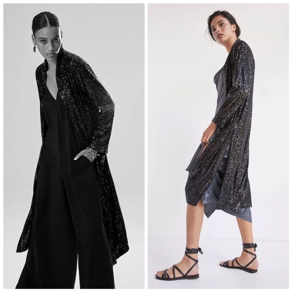 Anthropologie BB Dakota Black Sequin Duster - Picture 6 of 9